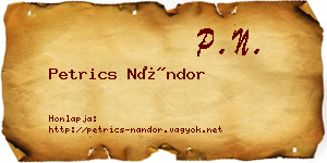 Petrics Nándor névjegykártya