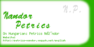 nandor petrics business card
